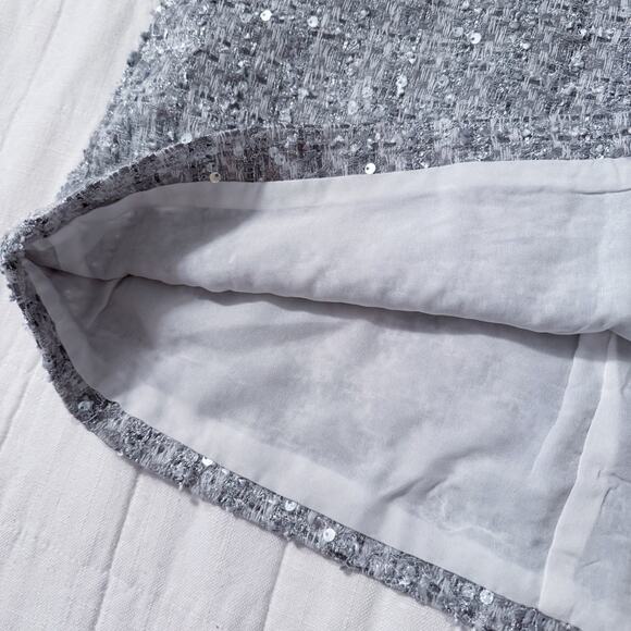 Glamorous Silver Tweed Sequin Mini Skirt Women’s LARGE. Holiday.‎ NWT. $89 MSRP - Picture 6 of 10